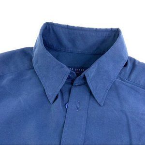 Ted Baker Button Down Long Sleeve Shirt in Blue